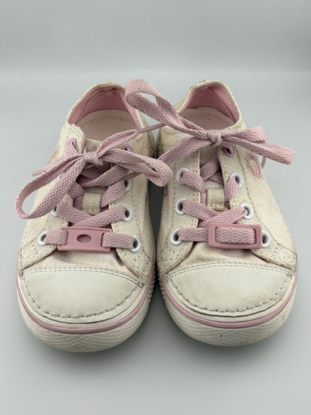 Crocs Toddler Girls Canvas Sneakers Pink White Lace Up Shoes Size C10 - Picture 4 of 8